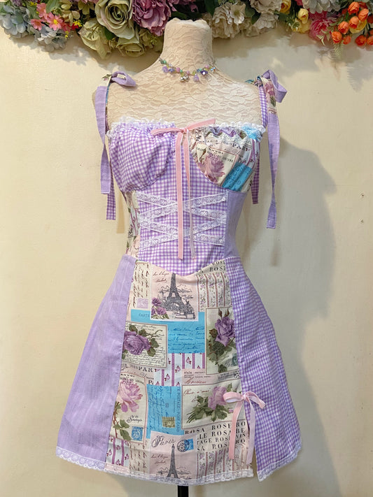 Purple Blooms Patchwork Handmade Dress