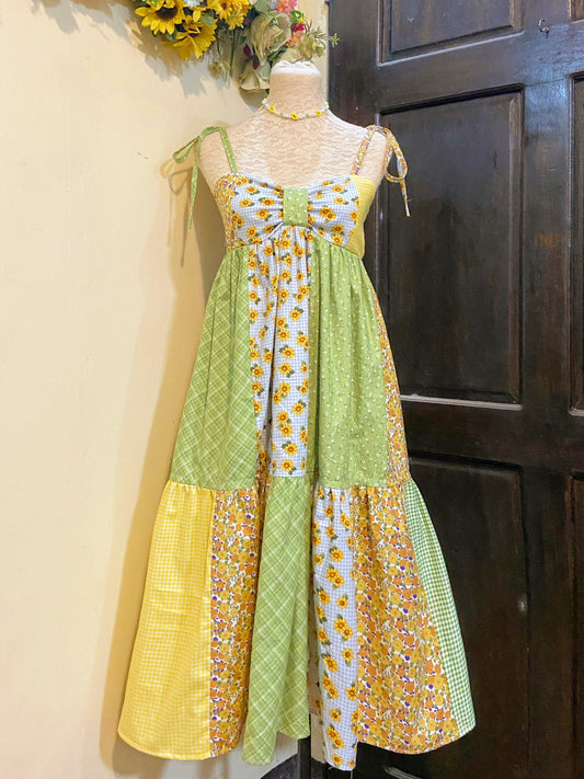 Sunflower Patchwork Handmade Dress