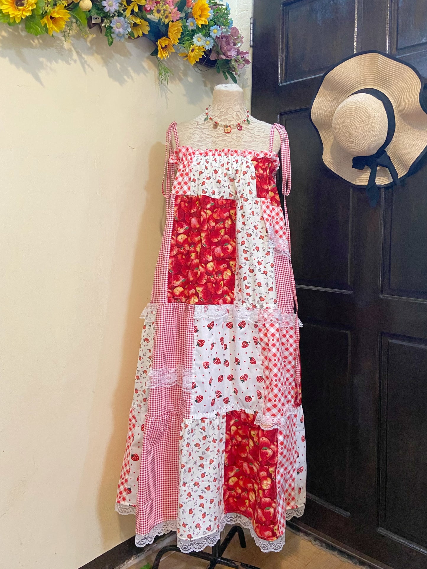 Apple Strawberry Jam Duster Patchwork Dress