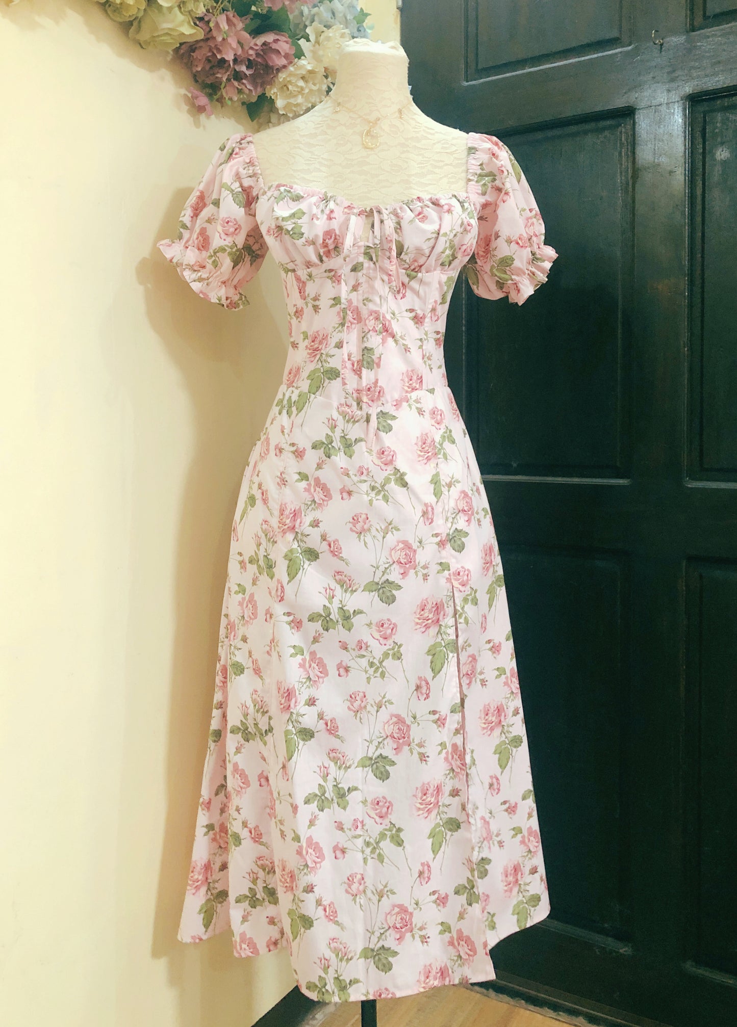 Pink Rose Corset Handmade Dress