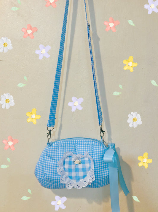 Blue HeartGingham Patchwork Dolly Bags