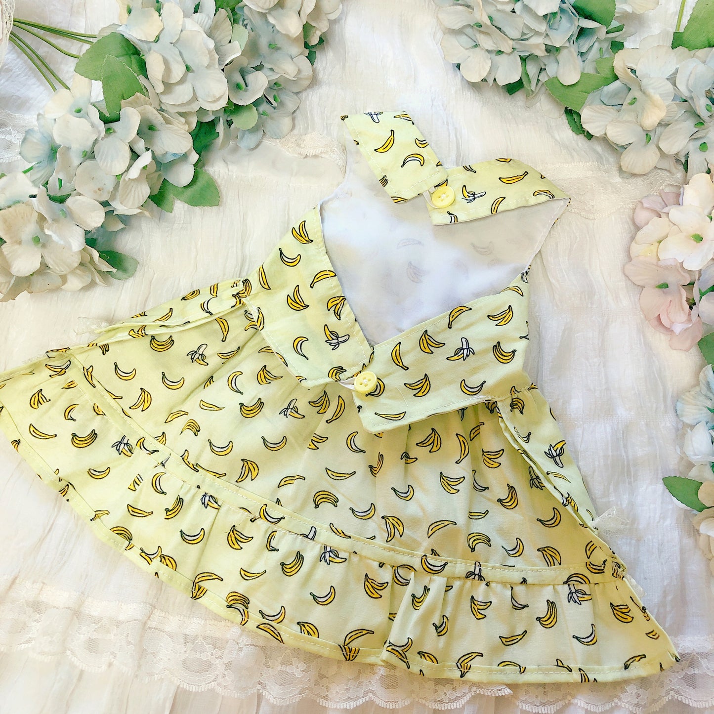 Cutie Banana Ruffle Lace Pet Handmade Dress