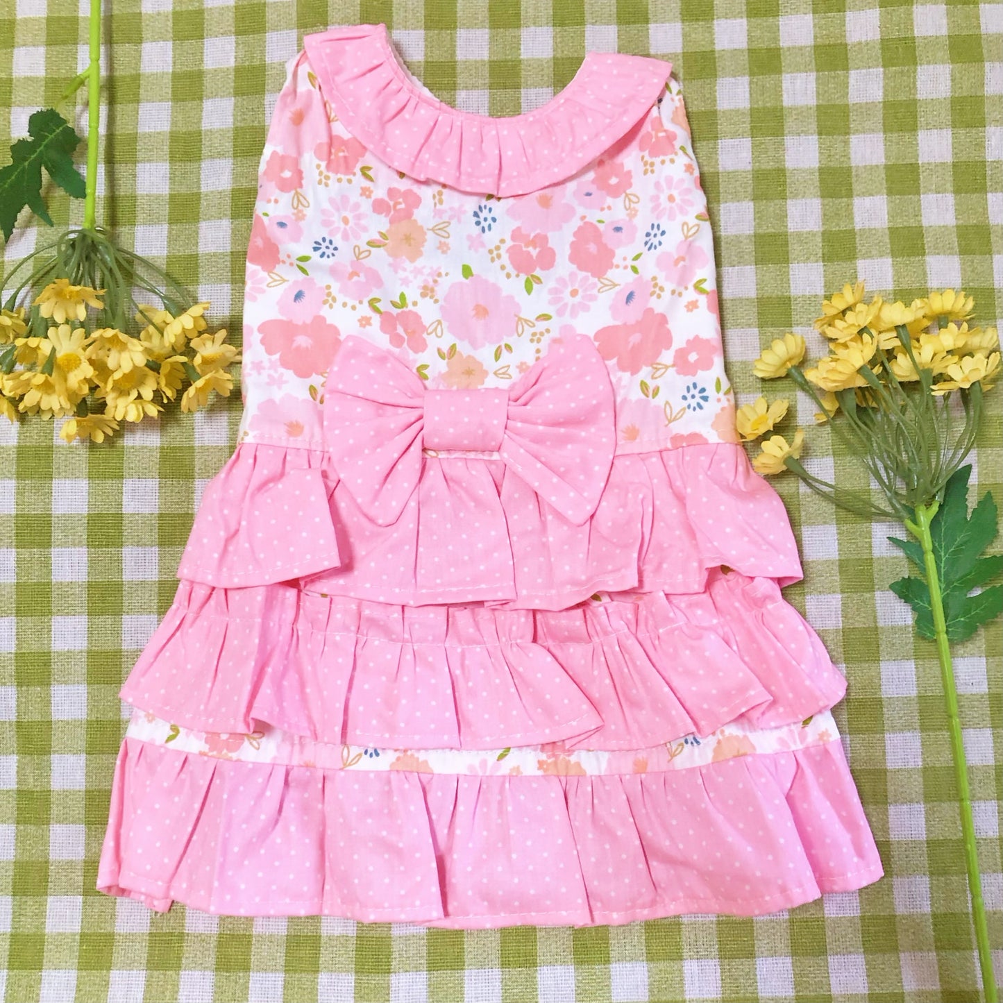 Pink Floral Pet Handmade Dress