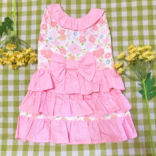 Pink Floral Pet Handmade Dress