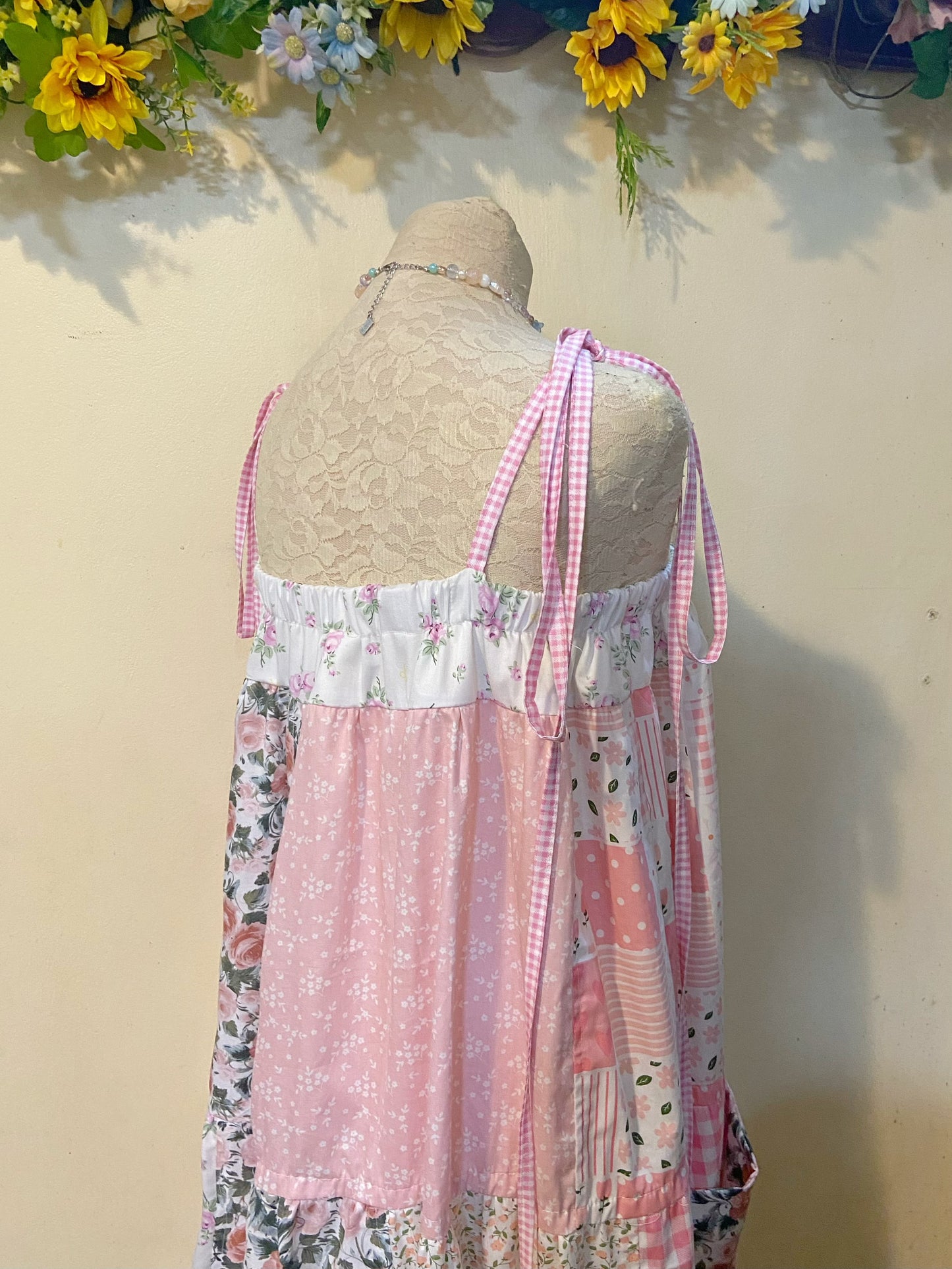 Floral Pink Duster Patchwork Dress