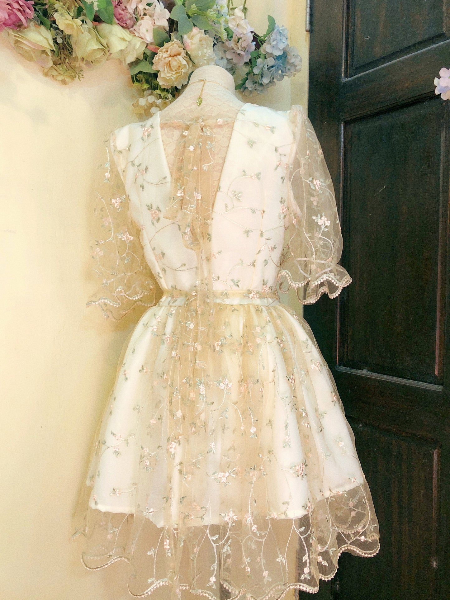 Lovely Cream Tulle Handmade Dress