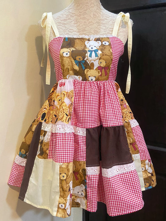 Cutie Bear Patchwork Handmade Dress