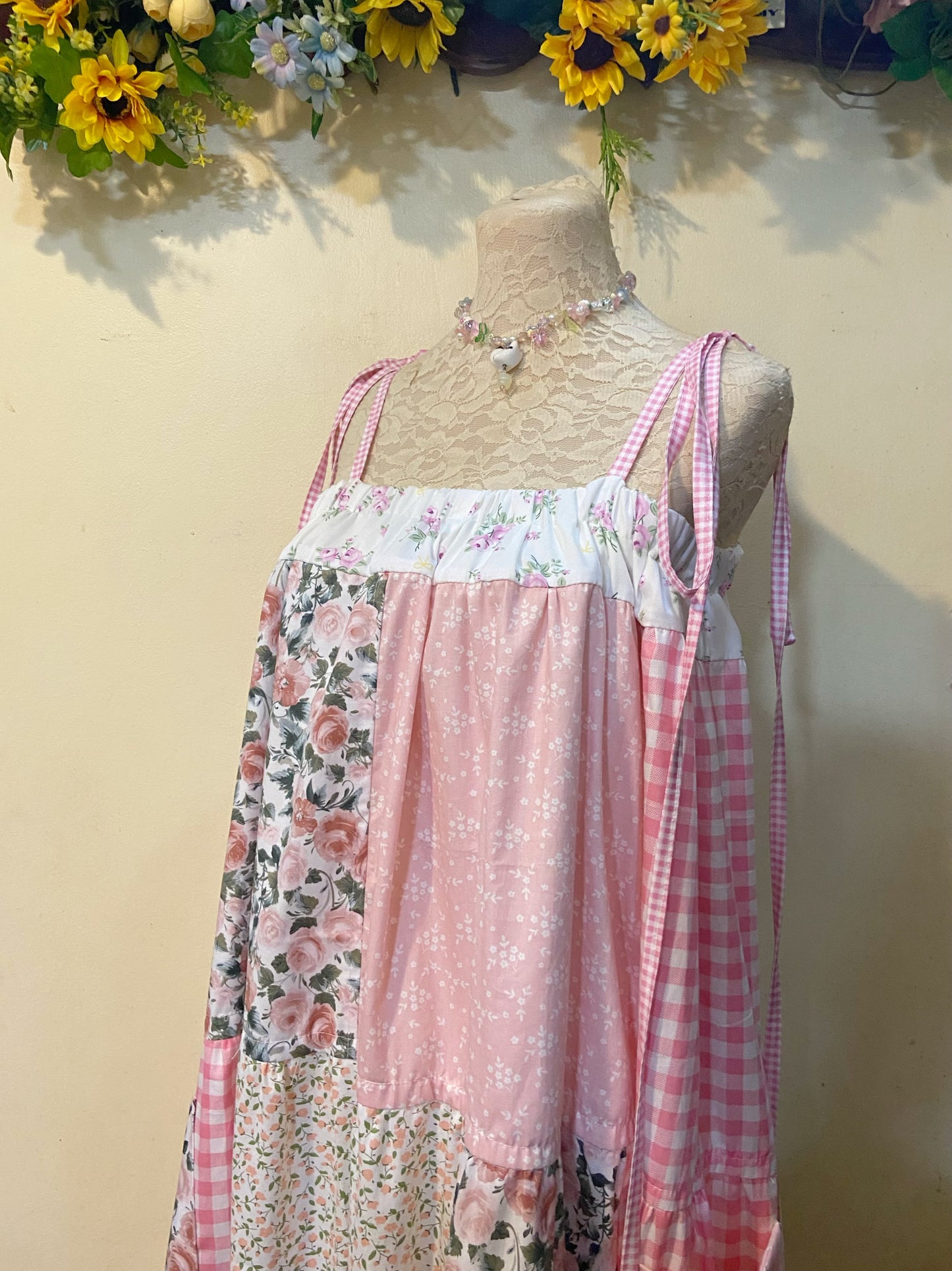 Floral Pink Duster Patchwork Dress