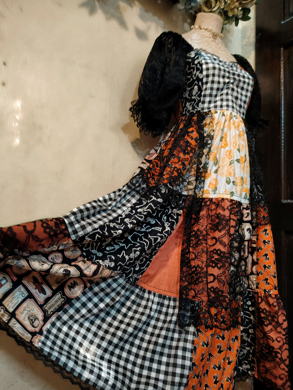 Halloween Lace Patchwork Dress ( Glow in the Dark)