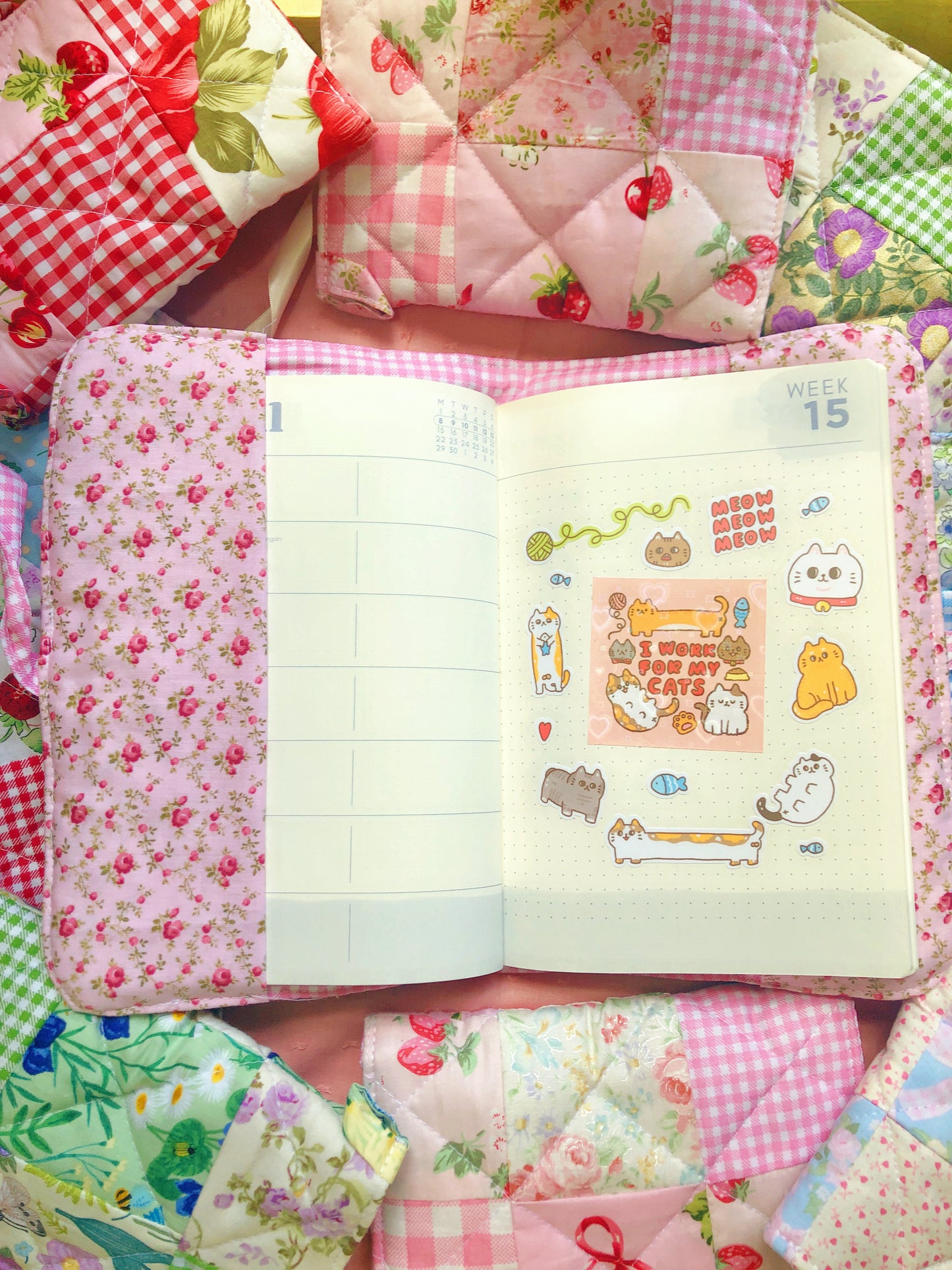 A5 Pink Ribbon Quilted Patchwork Journal / Notebook Cover