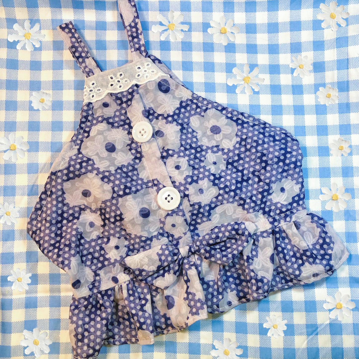 Blue Flower Cutie Pet Handmade Dress