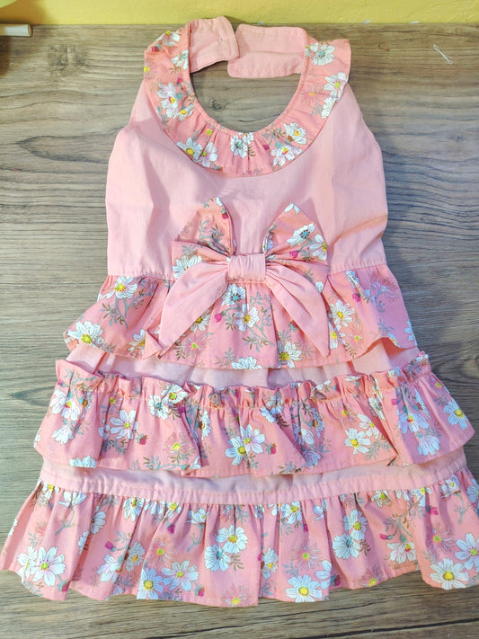 Pink Flowers Pet Handmade Dress