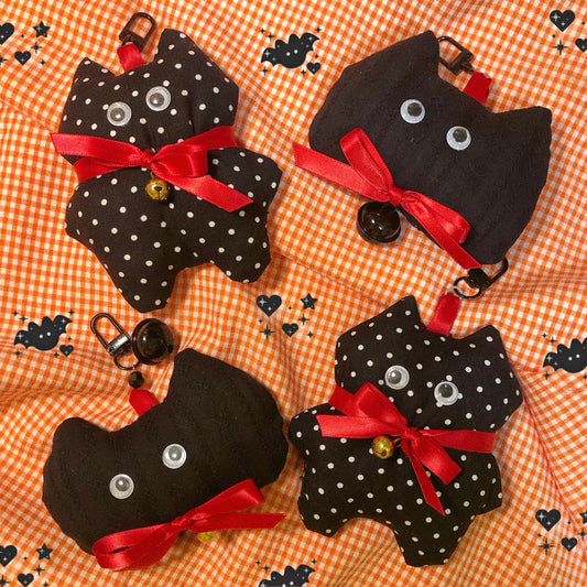 Chonky Black Cat Plush Handmade Keychain