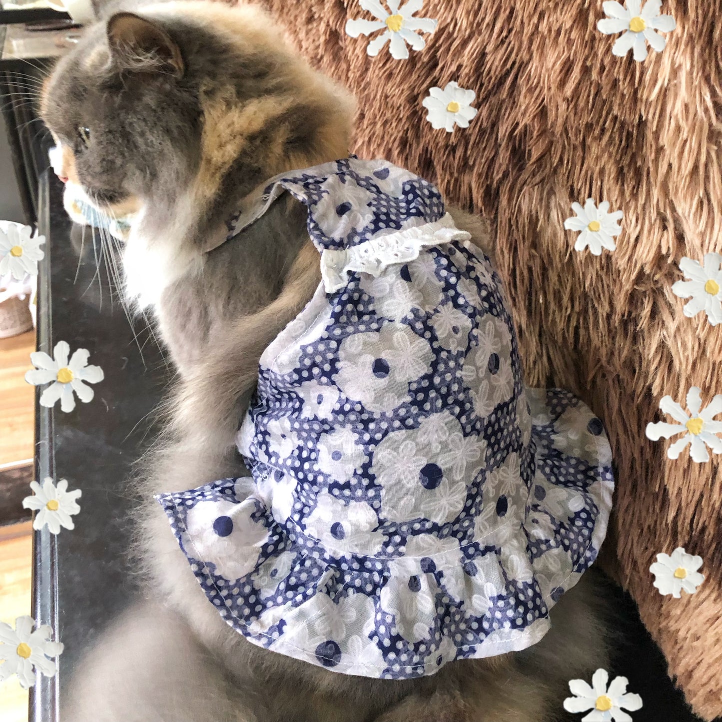 Blue Flower Cutie Pet Handmade Dress