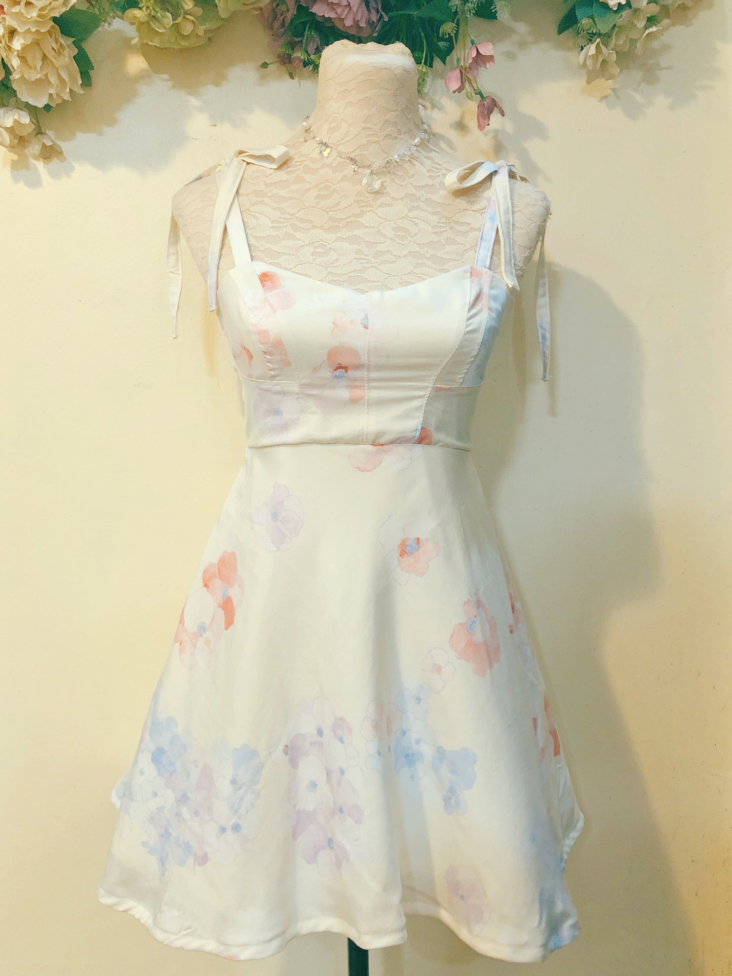 Hydrangea Cream Handmade Dress