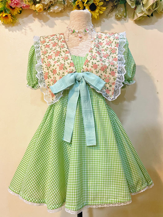 Rose Garden Gingham Handmade Dress