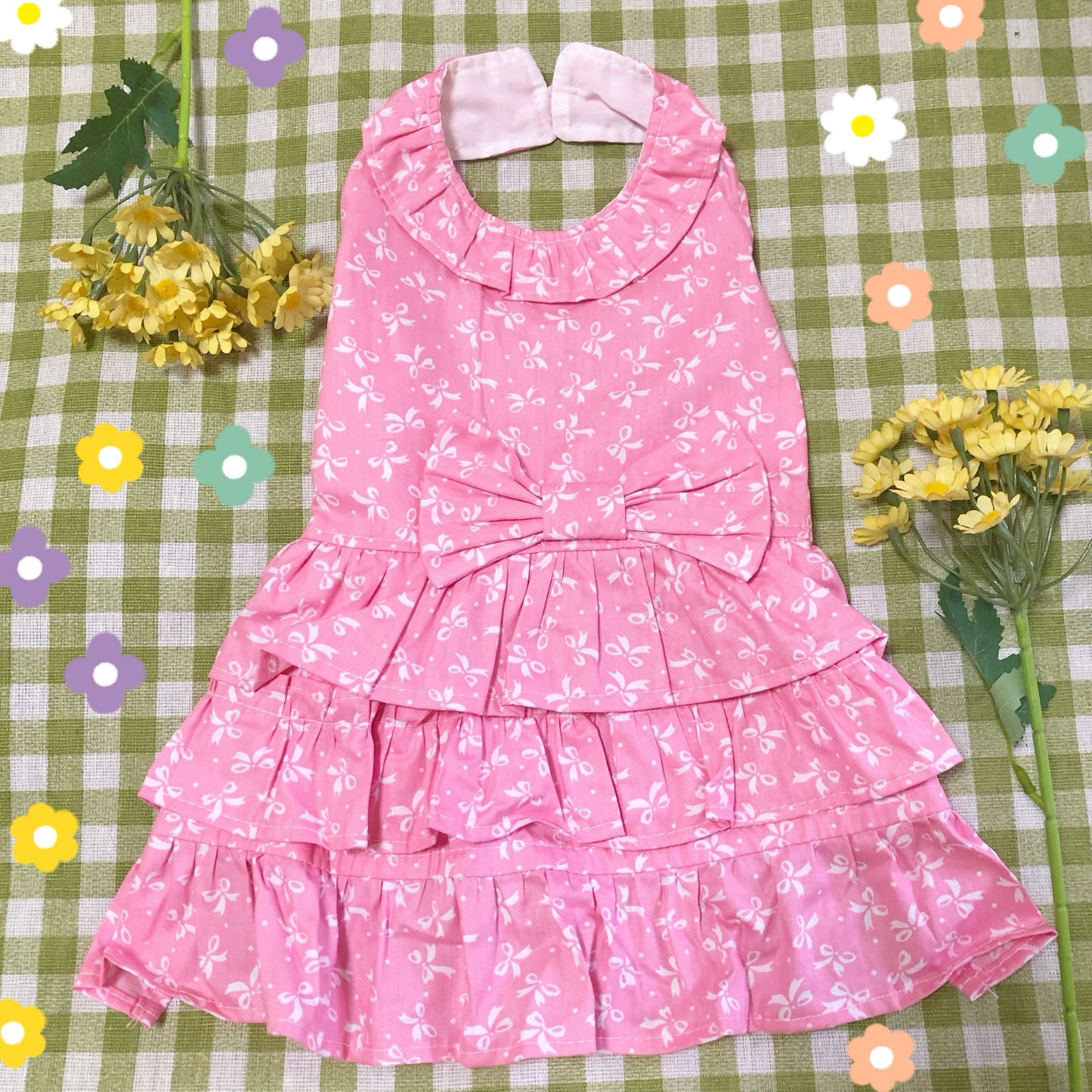 Pink Ribbons Pet Handmade Dress