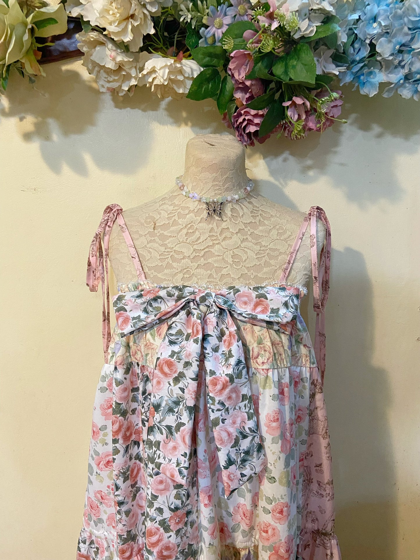 Floral Meow Meow Patchwork Duster Dress