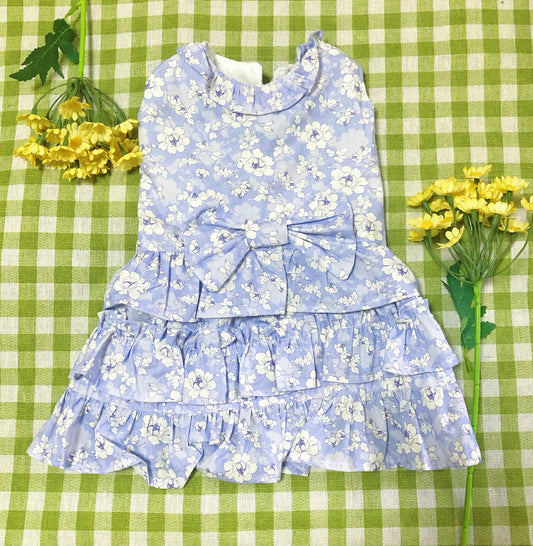 Blue Floral Pet Handmade Dress