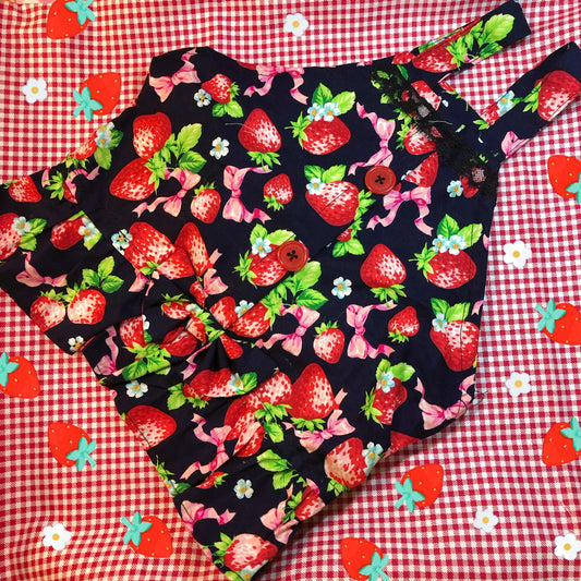 Large Black Strawberry Cutie Pet Handmade Dress