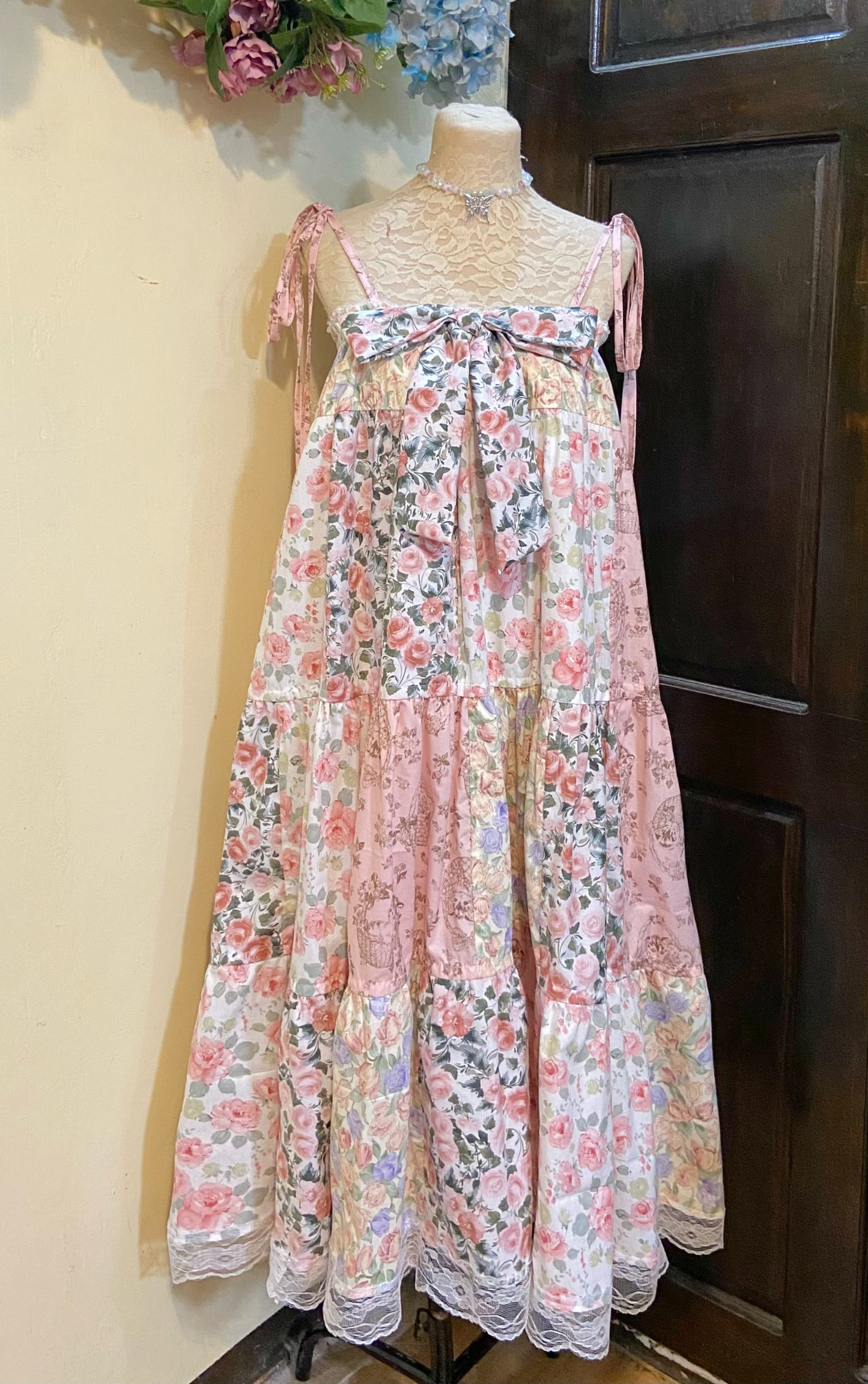 Floral Meow Meow Patchwork Duster Dress