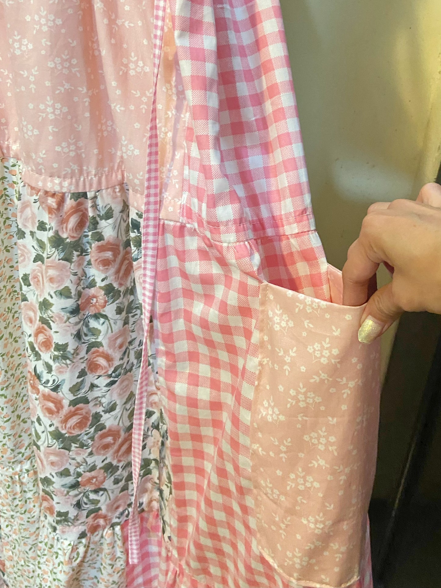 Floral Pink Duster Patchwork Dress