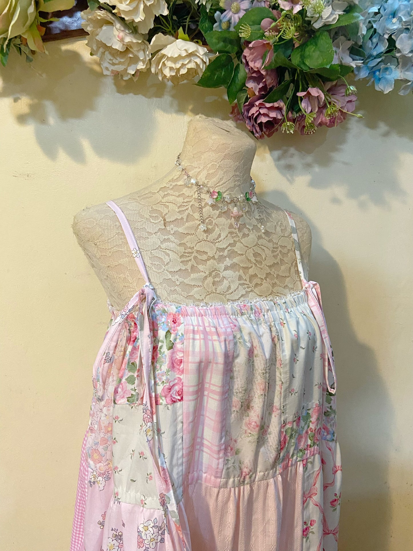 Pink Roses Patchwork Duster Dress