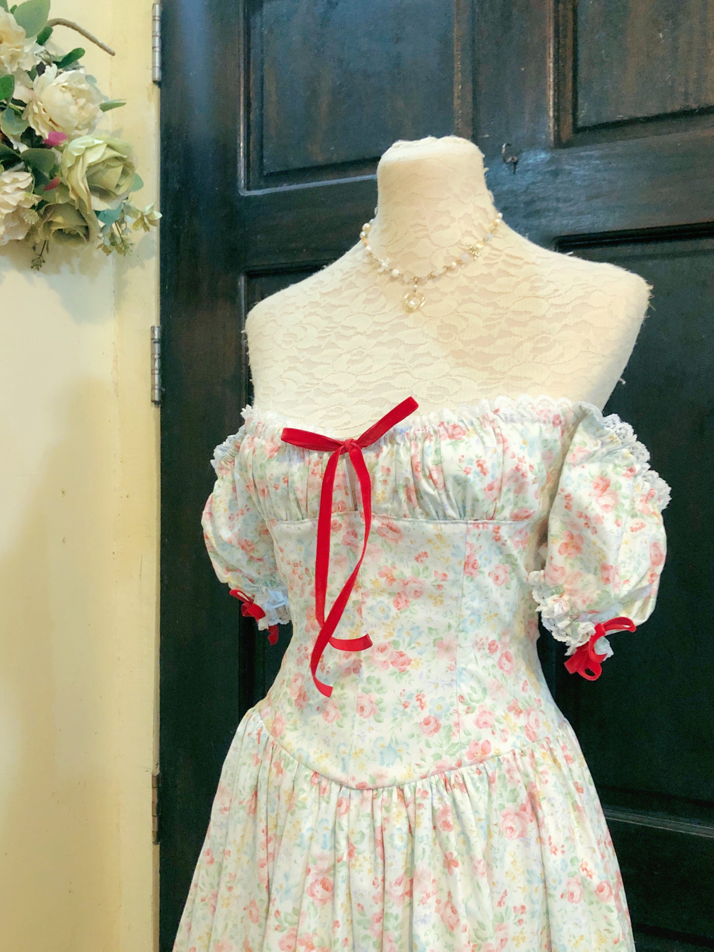 Dainty Roses Milkmaid Corset Handmade Dress