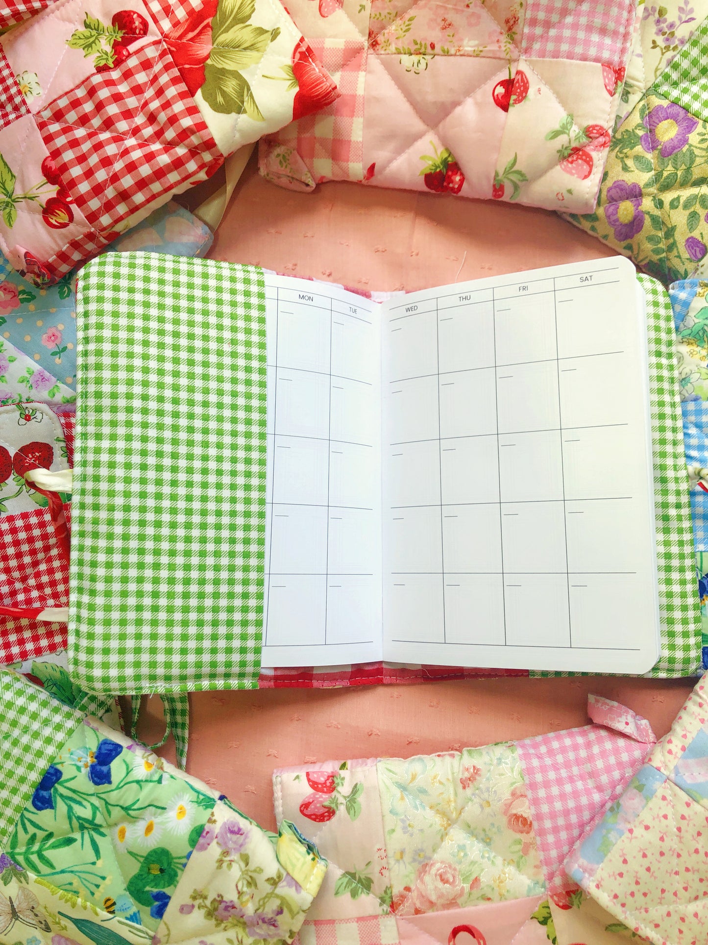 B6 Red Strawberry Gingham Quilted Patchwork Journal / Notebook Cover