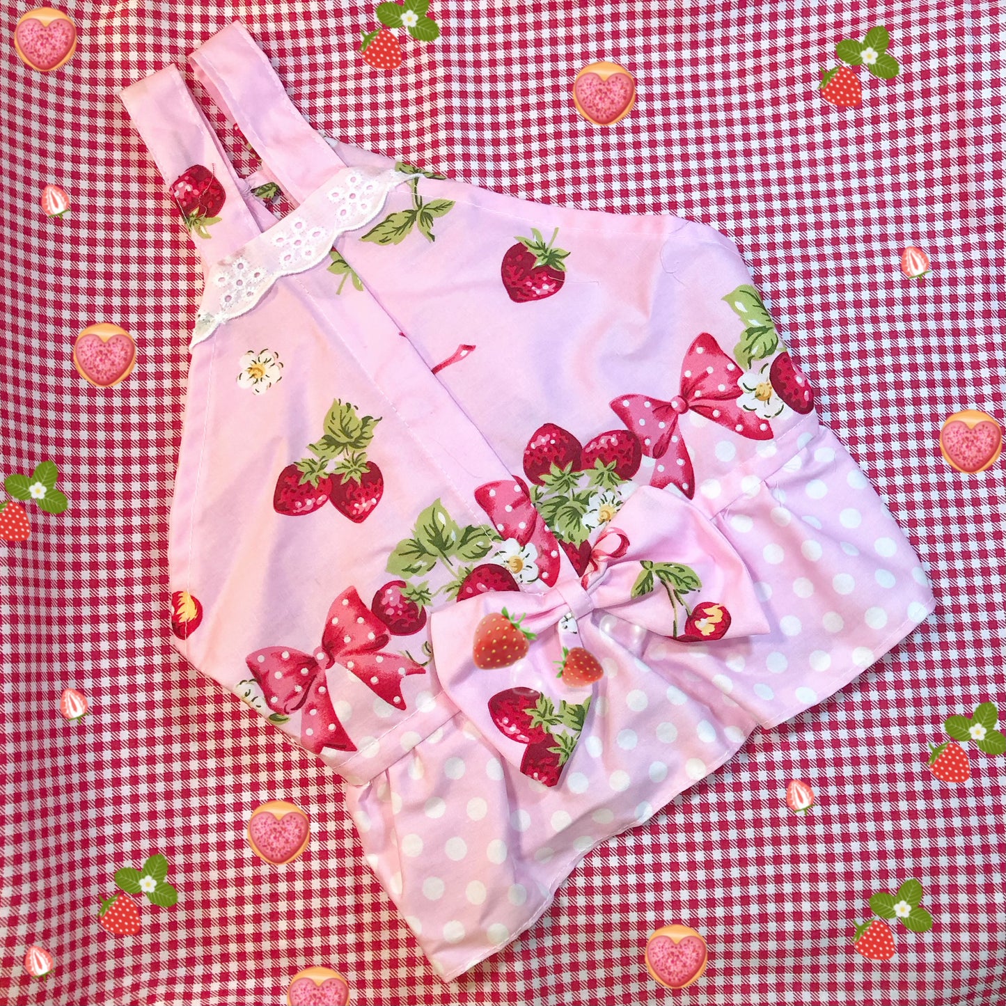 Large Pink Strawberry Cutie Pet Handmade Dress