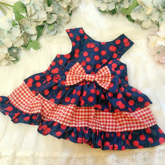 Cherry Red Ruffle Pet Handmade Dress