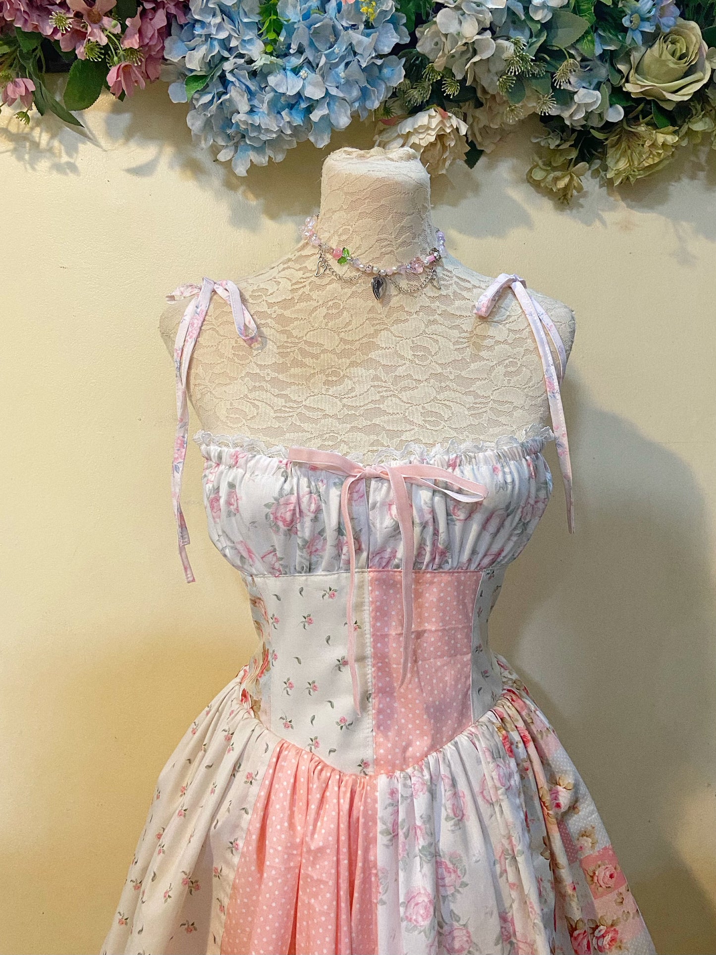 (PRE ORDER) Rose Blooms Patchwork Corset Handmade Dress