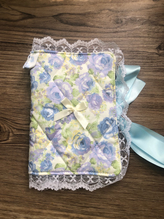 A6 Blue Floral Quilted Journal / Notebook Cover
