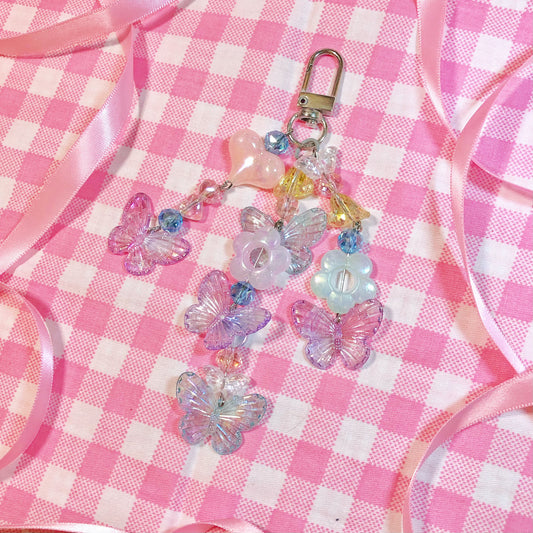 Blue and Purple Butterflies Wenkwonk Keychain