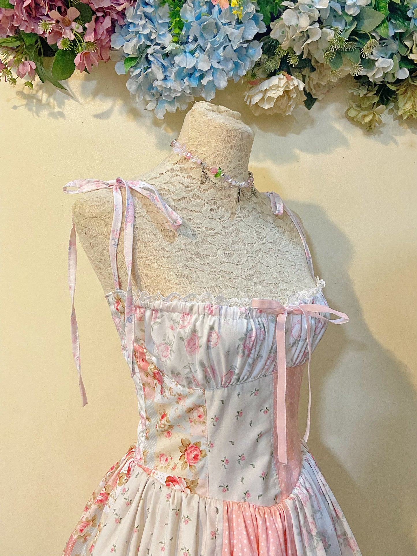 (PRE ORDER) Rose Blooms Patchwork Corset Handmade Dress