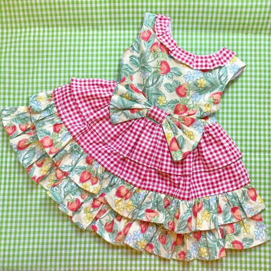 Strawberry Gingham Pet Handmade Dress