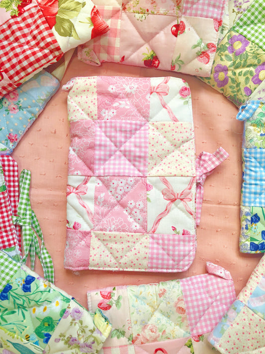 A5 Pink Ribbon Quilted Patchwork Journal / Notebook Cover