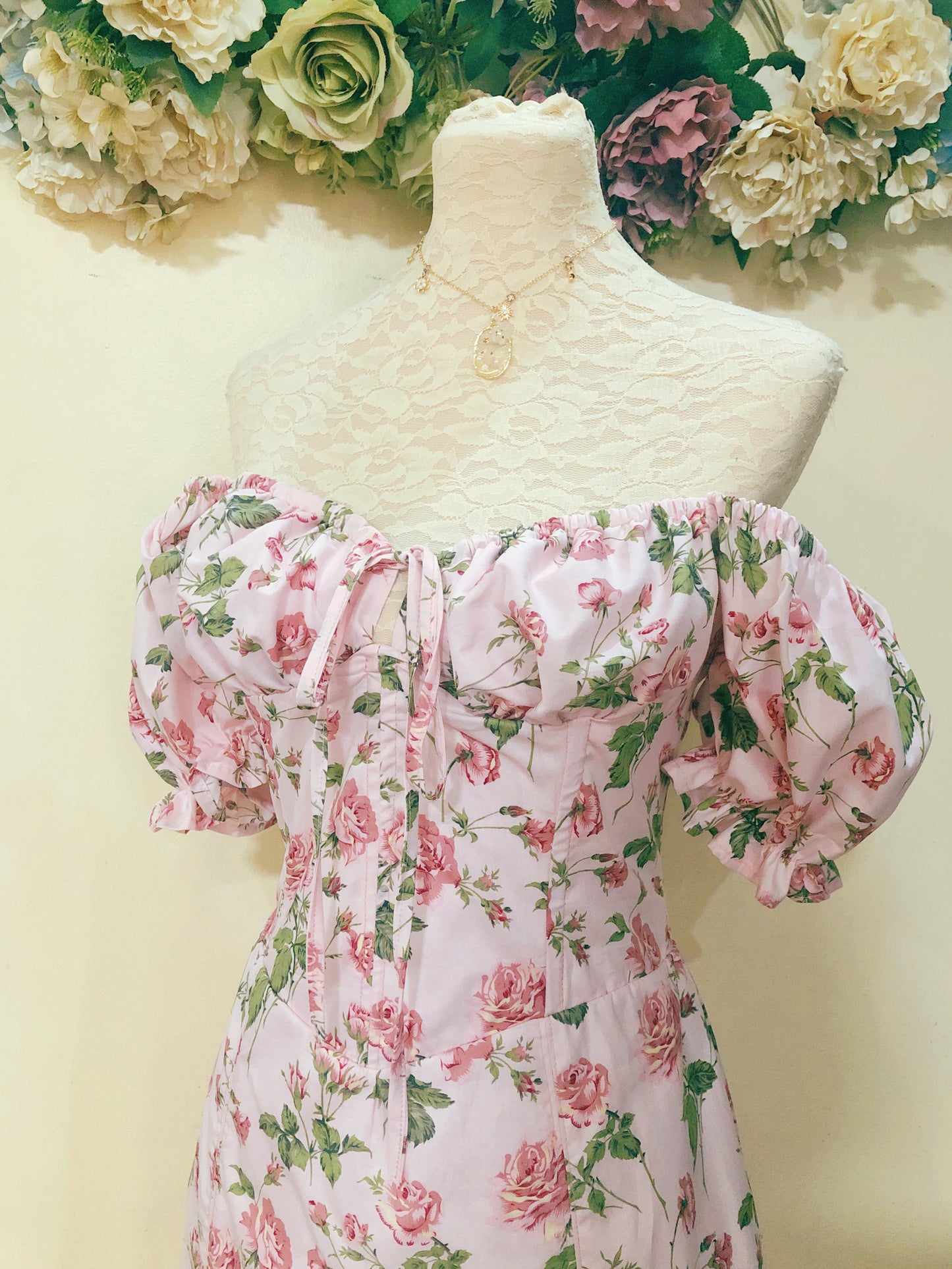 Pink Rose Corset Handmade Dress