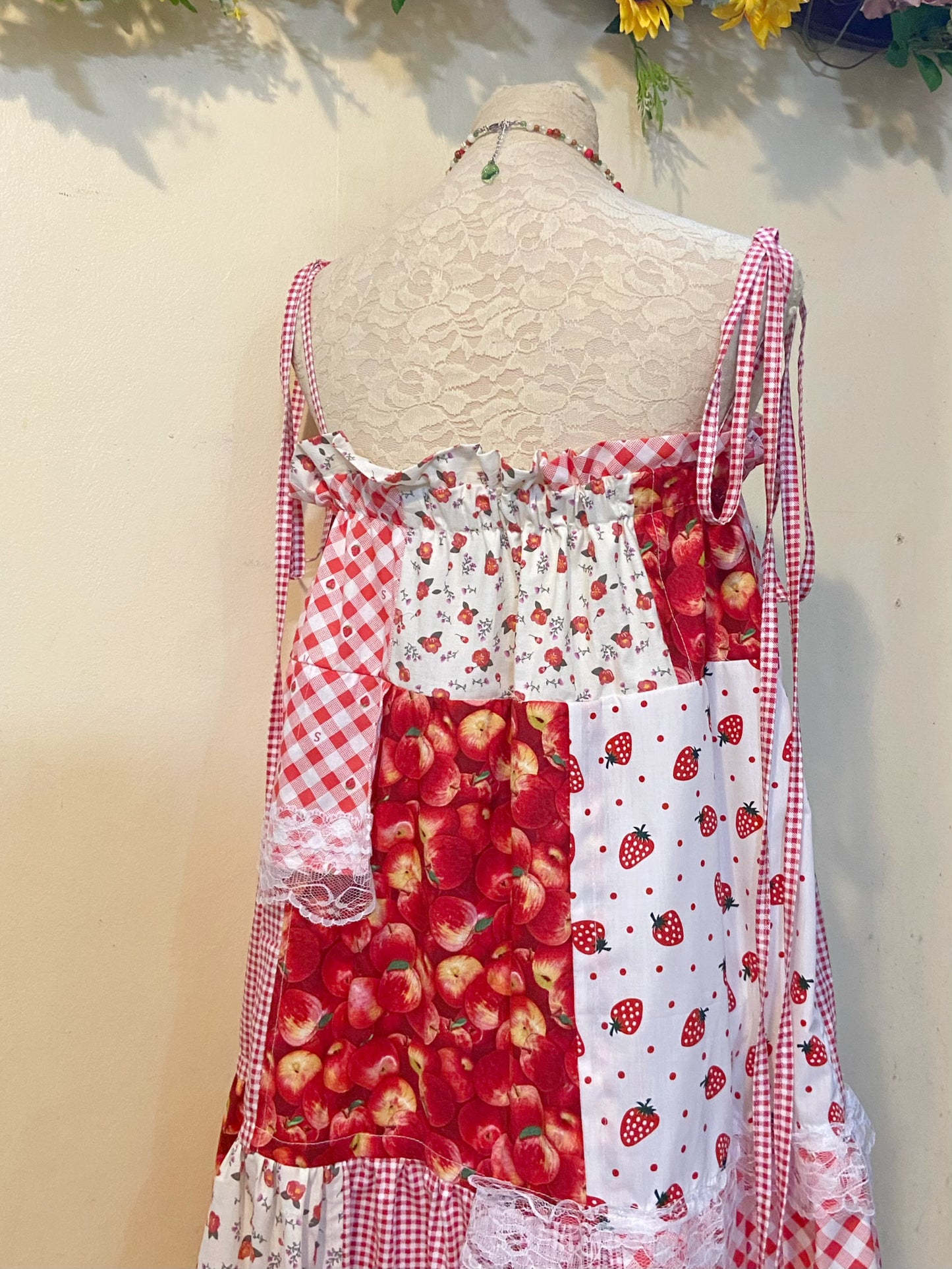 Apple Strawberry Jam Duster Patchwork Dress