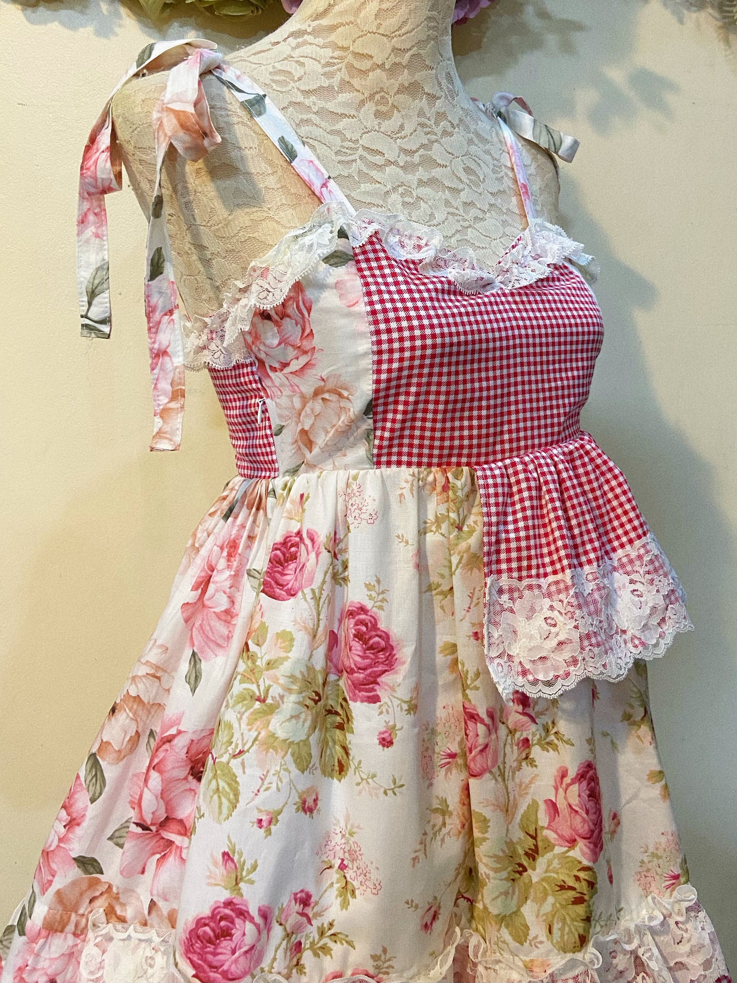 Dainty Rose Garden Patchwork Handmade Dress