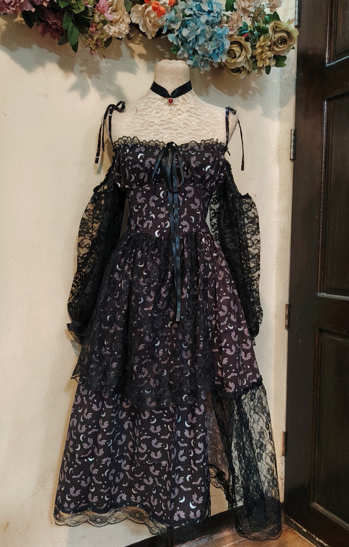 Moonlight Bat Corset Patchwork Dress ( Glow in the Dark )
