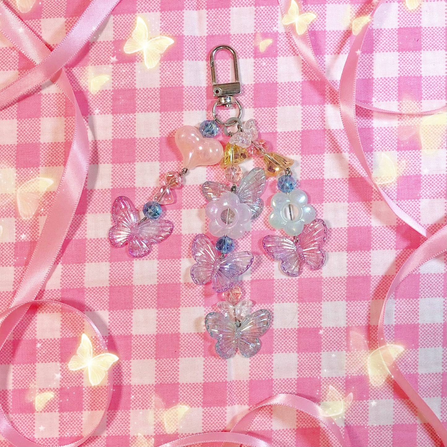 Blue and Purple Butterflies Wenkwonk Keychain