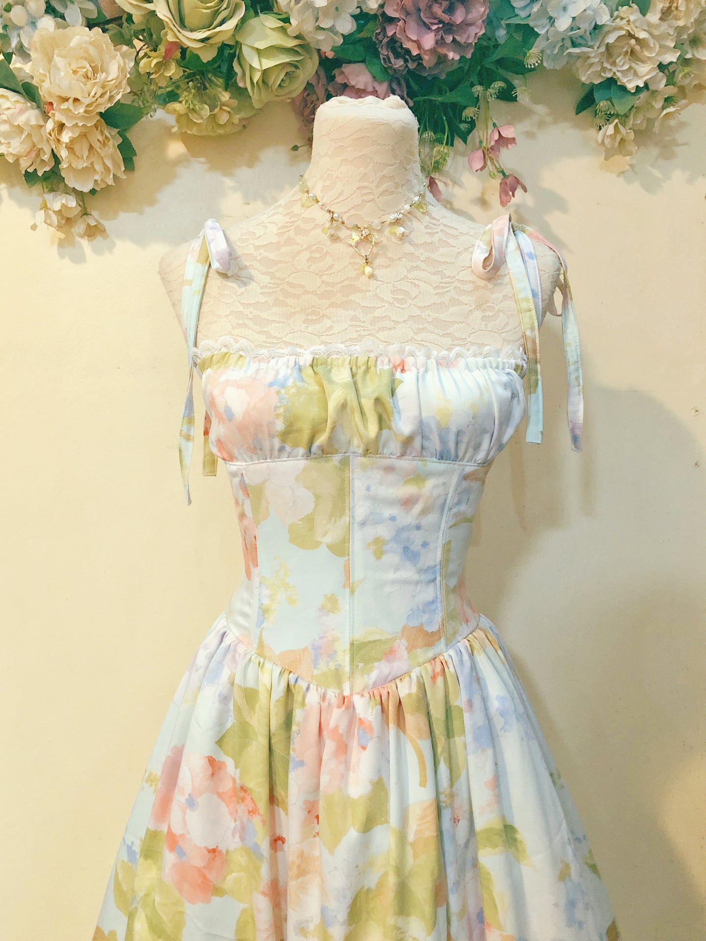 Hydrangea Garden Milkmaid Handmade Dress