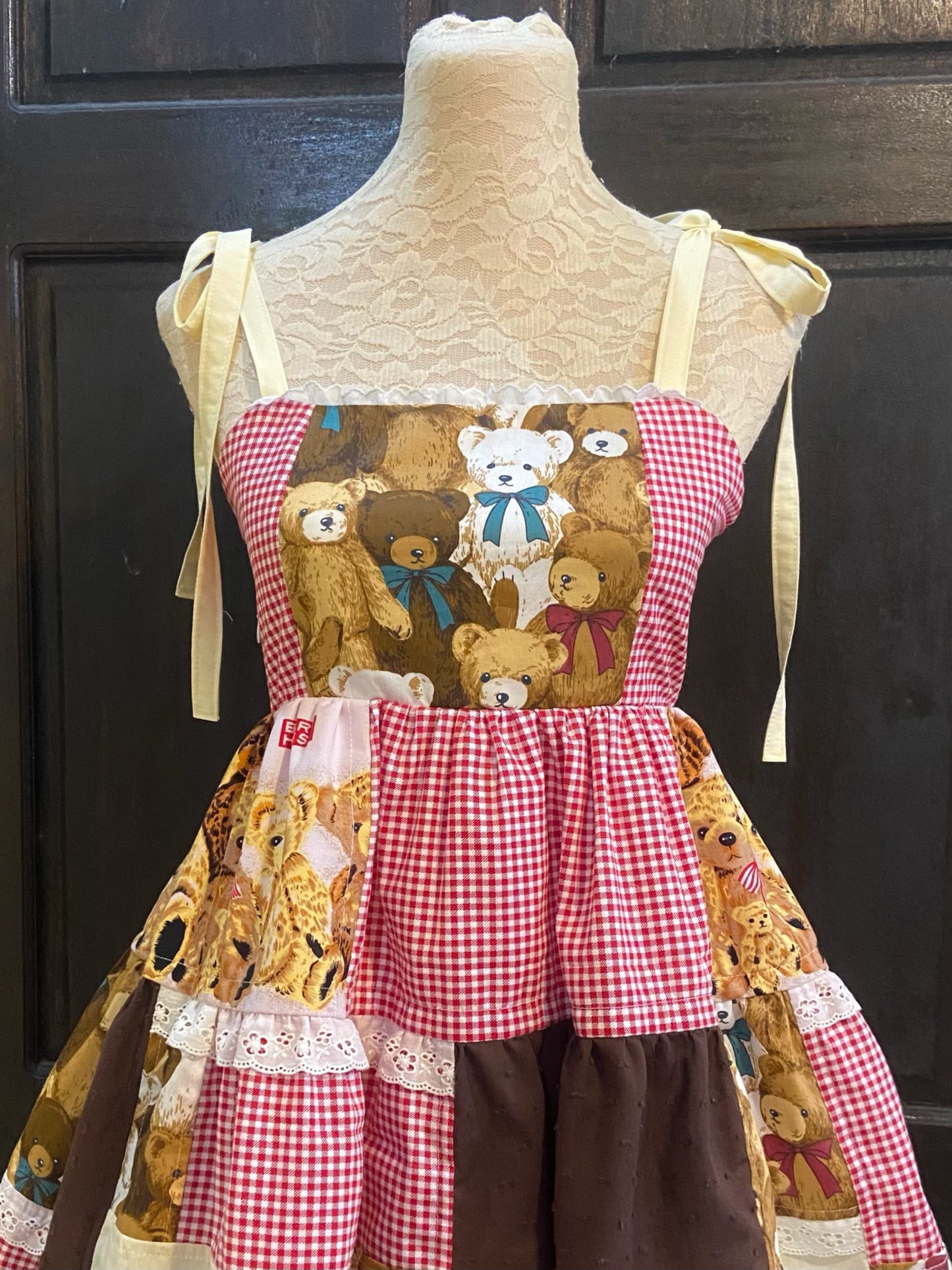 Cutie Bear Patchwork Handmade Dress