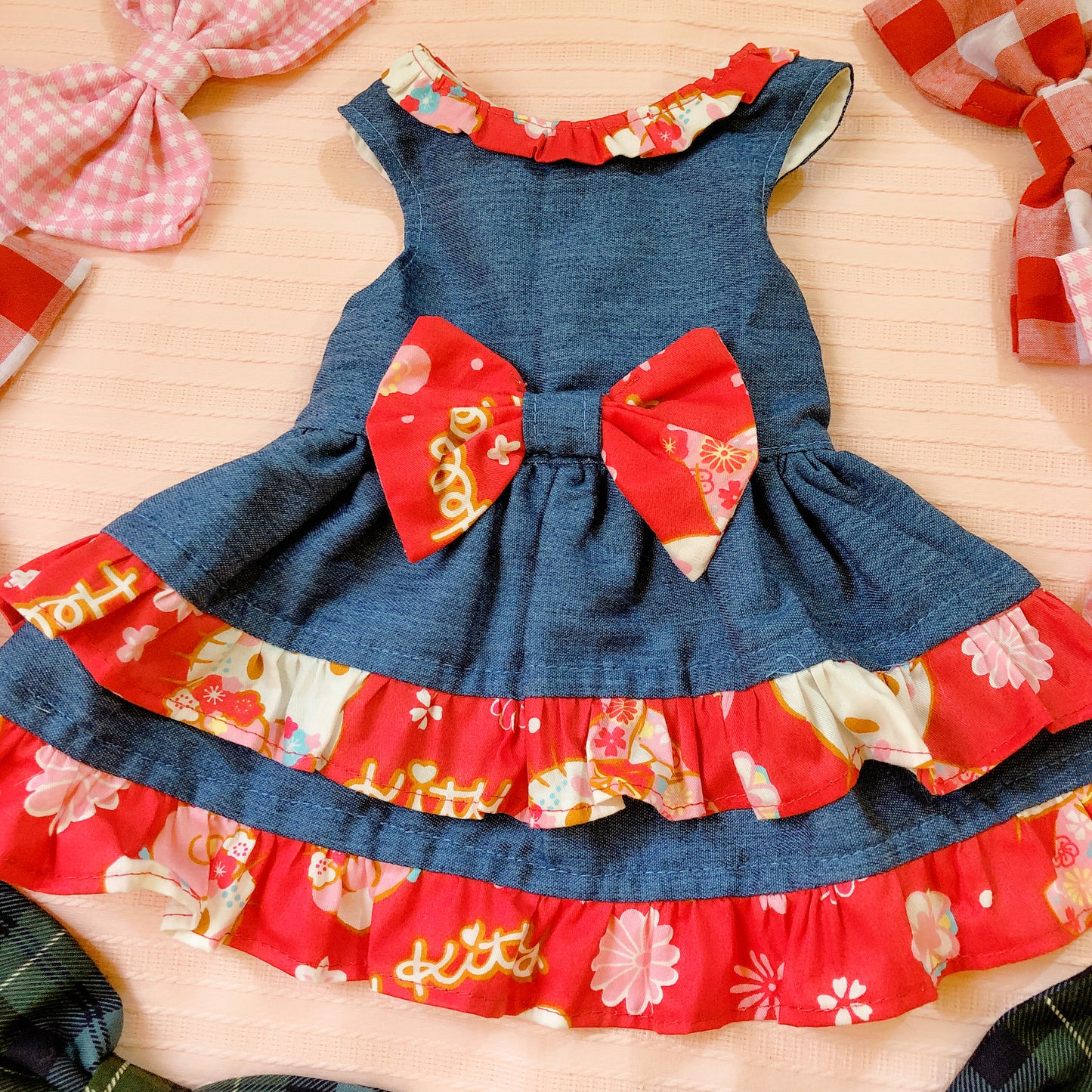 Hello Kitty Denim Pet Handmade Dress