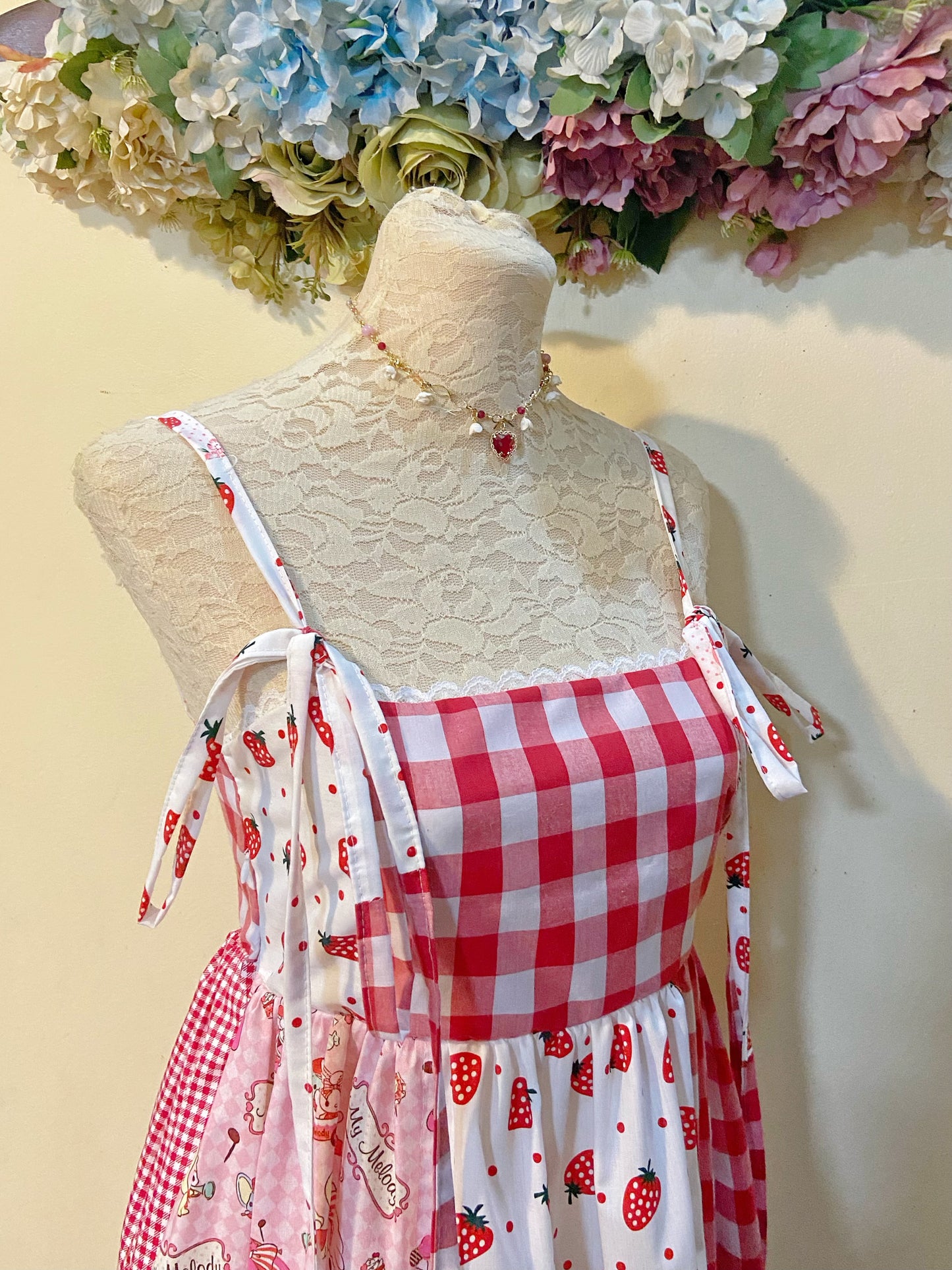Melody’s Strawberries Patchwork Handmade Dress
