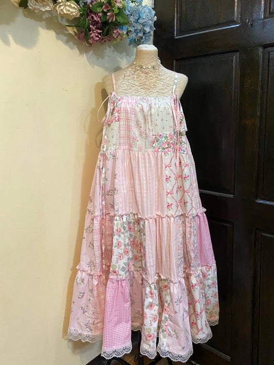 Pink Roses Patchwork Duster Dress