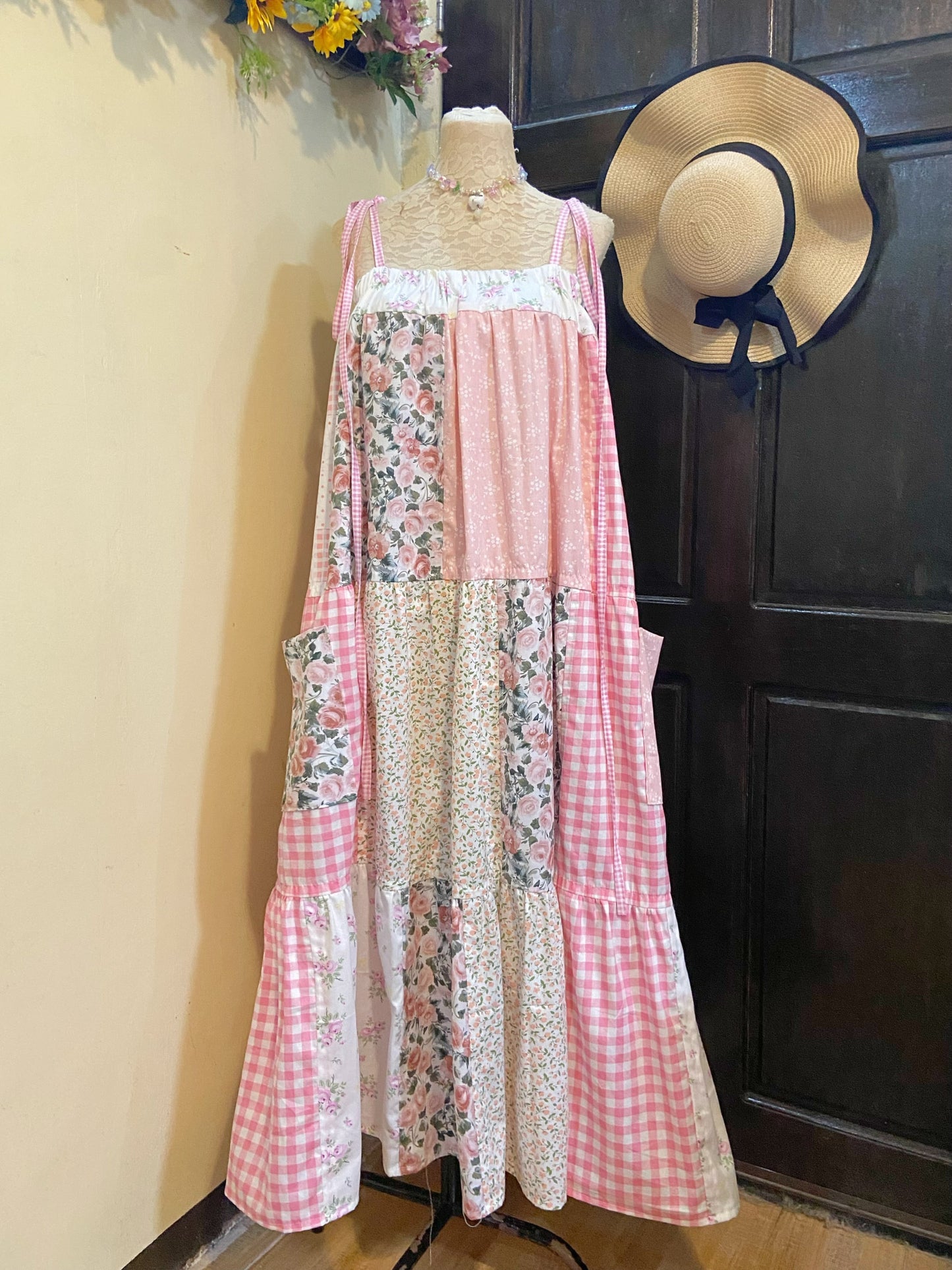 Floral Pink Duster Patchwork Dress
