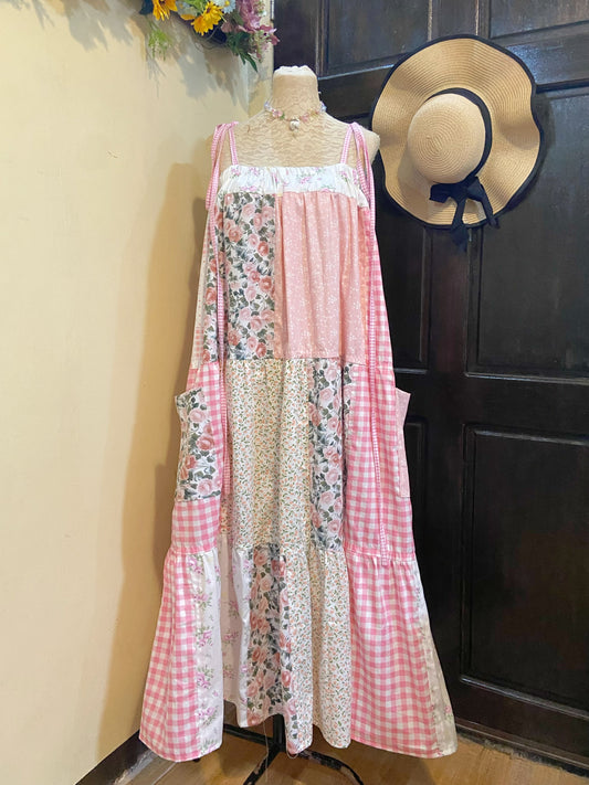 Floral Pink Duster Patchwork Dress