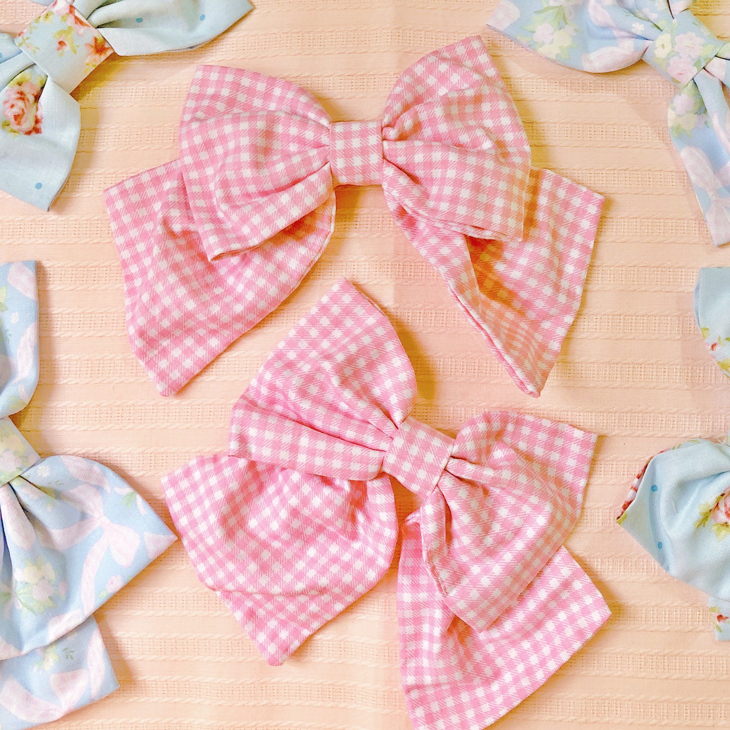 Pink Gingham Handmade Ribbon